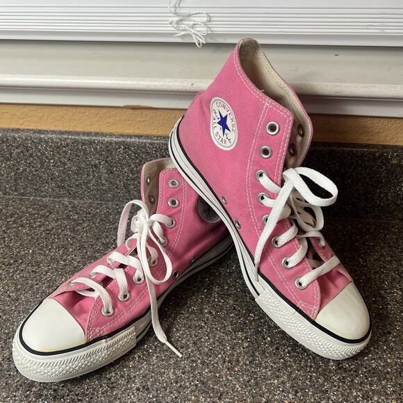 Converse All Star Hi-Top Classic Pink Canvas Sneaker Womens 9 Lace Up Shoe Men 7 - Picture 1 of 10